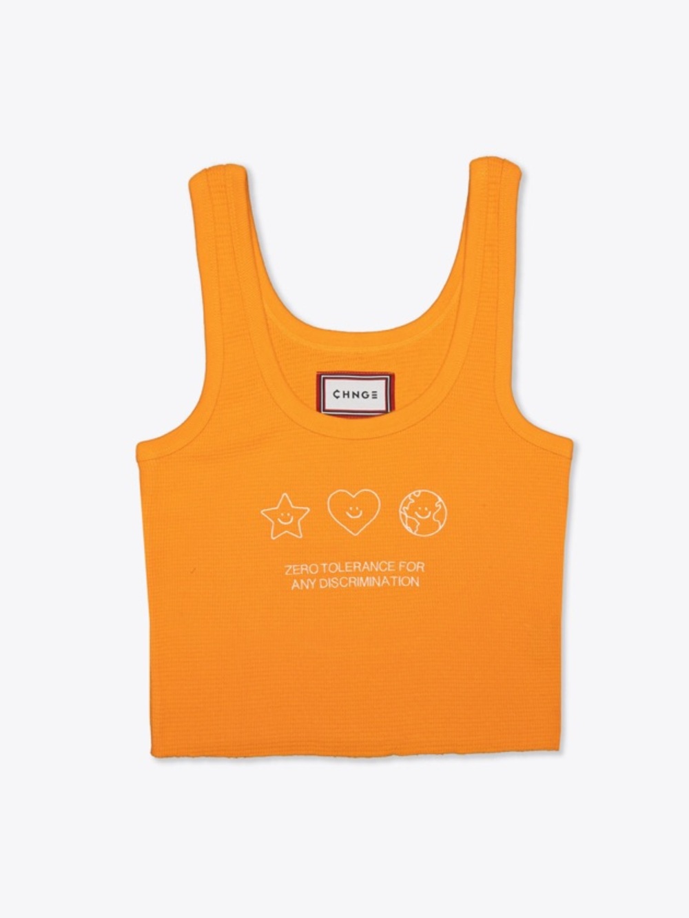 CHNGE Orange Waffle Knit Tank “Zero Tolerance for Any Discrimination”